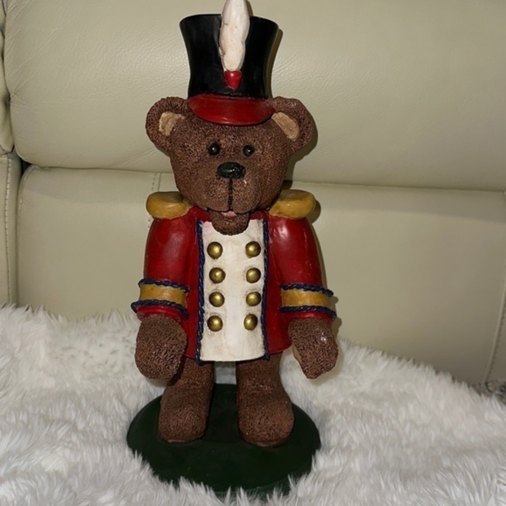 Kurt Adler Teddy Bear Soldier Nut Cracker Ceramic